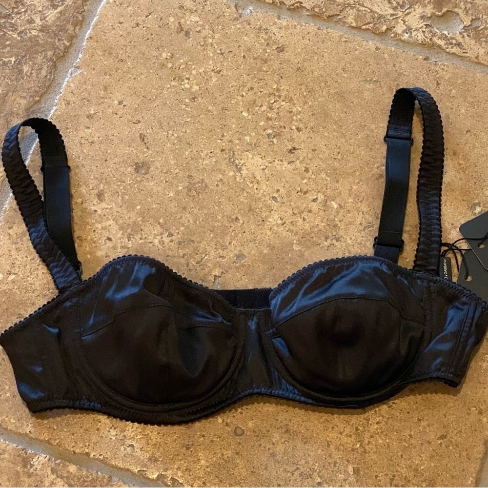 NWT~Dolce & Gabbana Black Silk Blend Bra Size 34B-Made in Italy - Picture 2 of 9